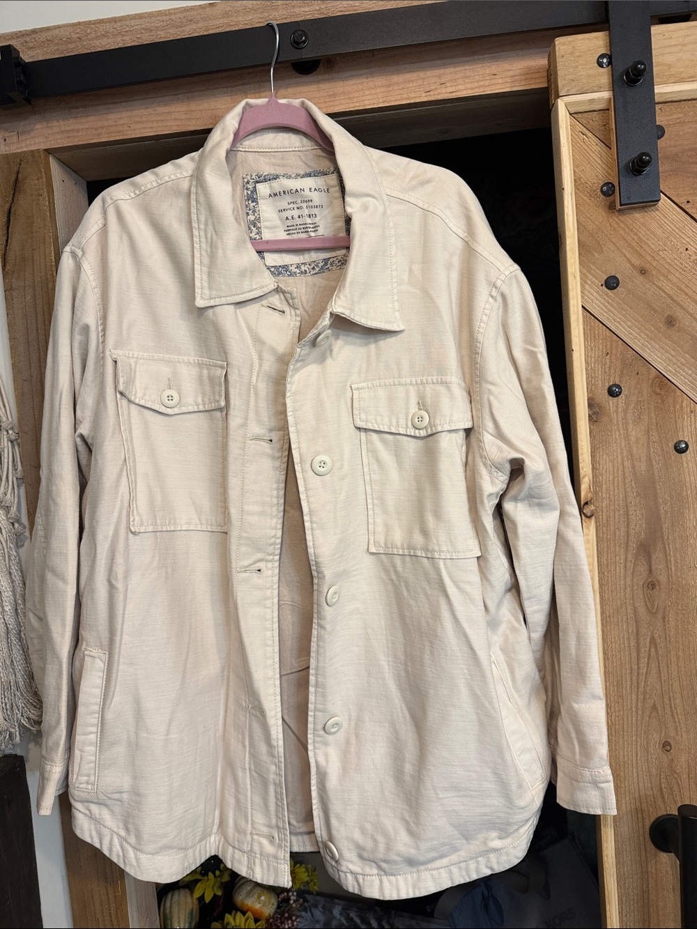 American Eagle Outfitters Men’s Cream Utility Field Jacket